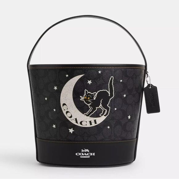 NWT Coach Trick Or Treat Bucket In‎ Signature Canvas With Halloween Graphic - Picture 1 of 7